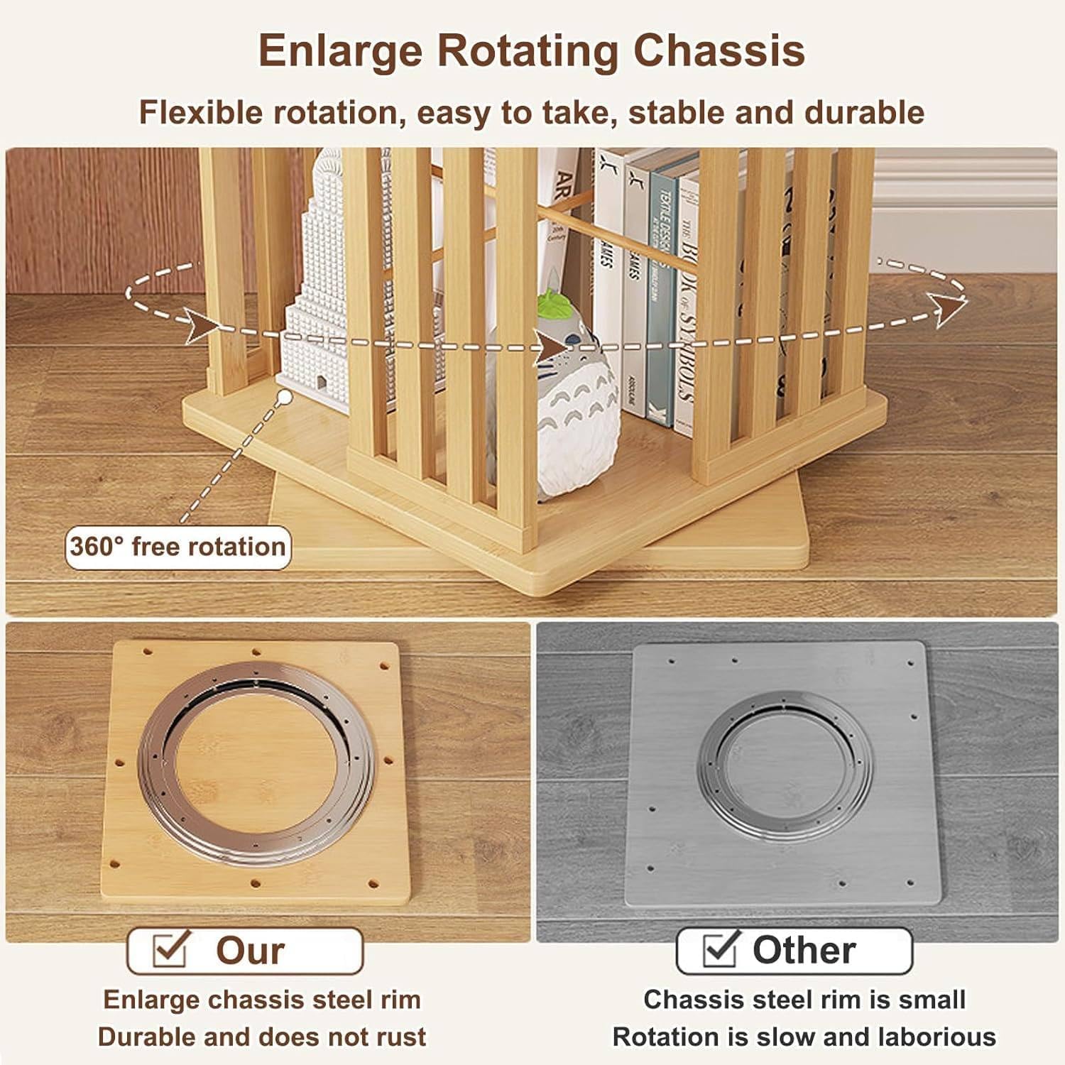 Amazon.co.jp: コーナーブック、360度回転、木製の狭い本、床置き本棚