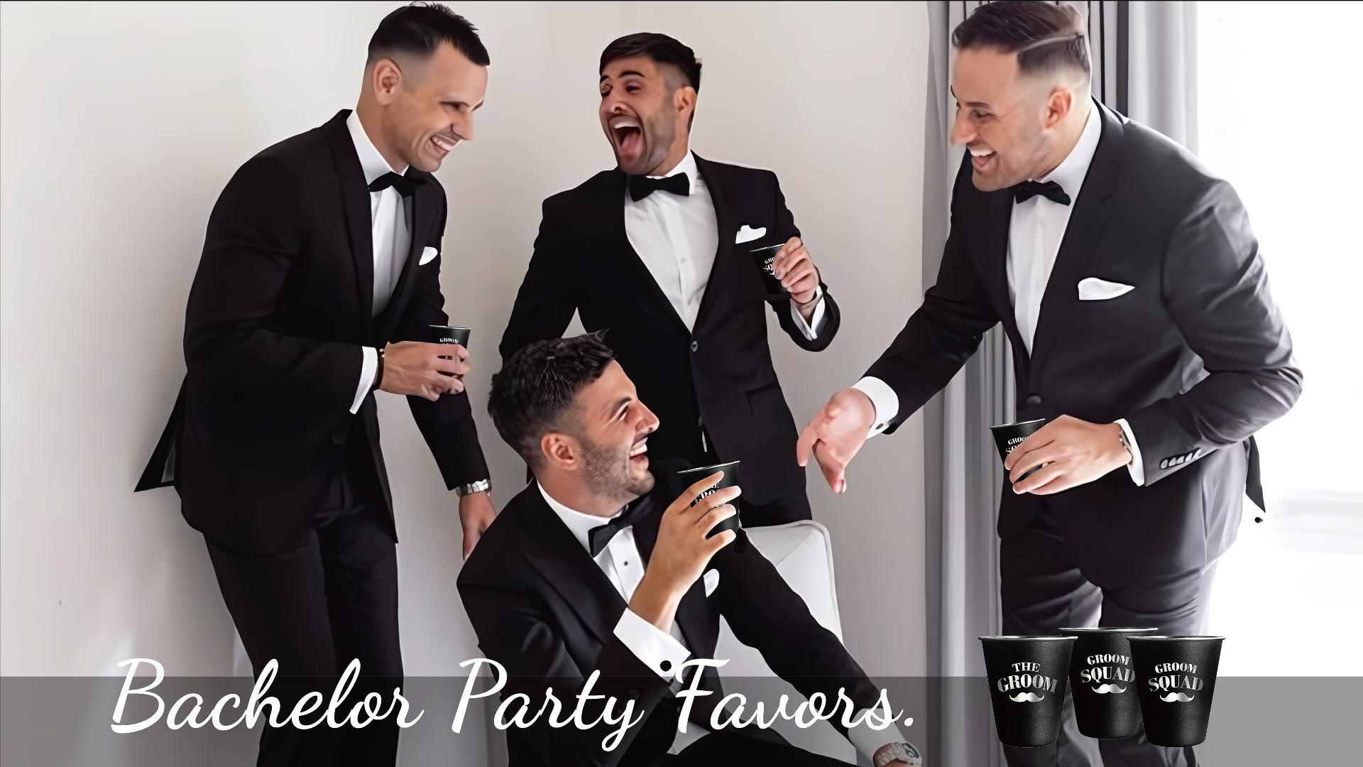 PartyGifts&beyond Bachelor Party Shot Glasses - 7-Pack Stainless Steel Groomsmen Glasses, 2 Oz, Black Matte - View #4