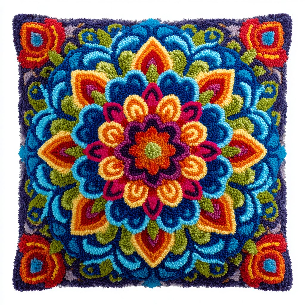 Henypt Latch Hook Cushion Kits Flowers