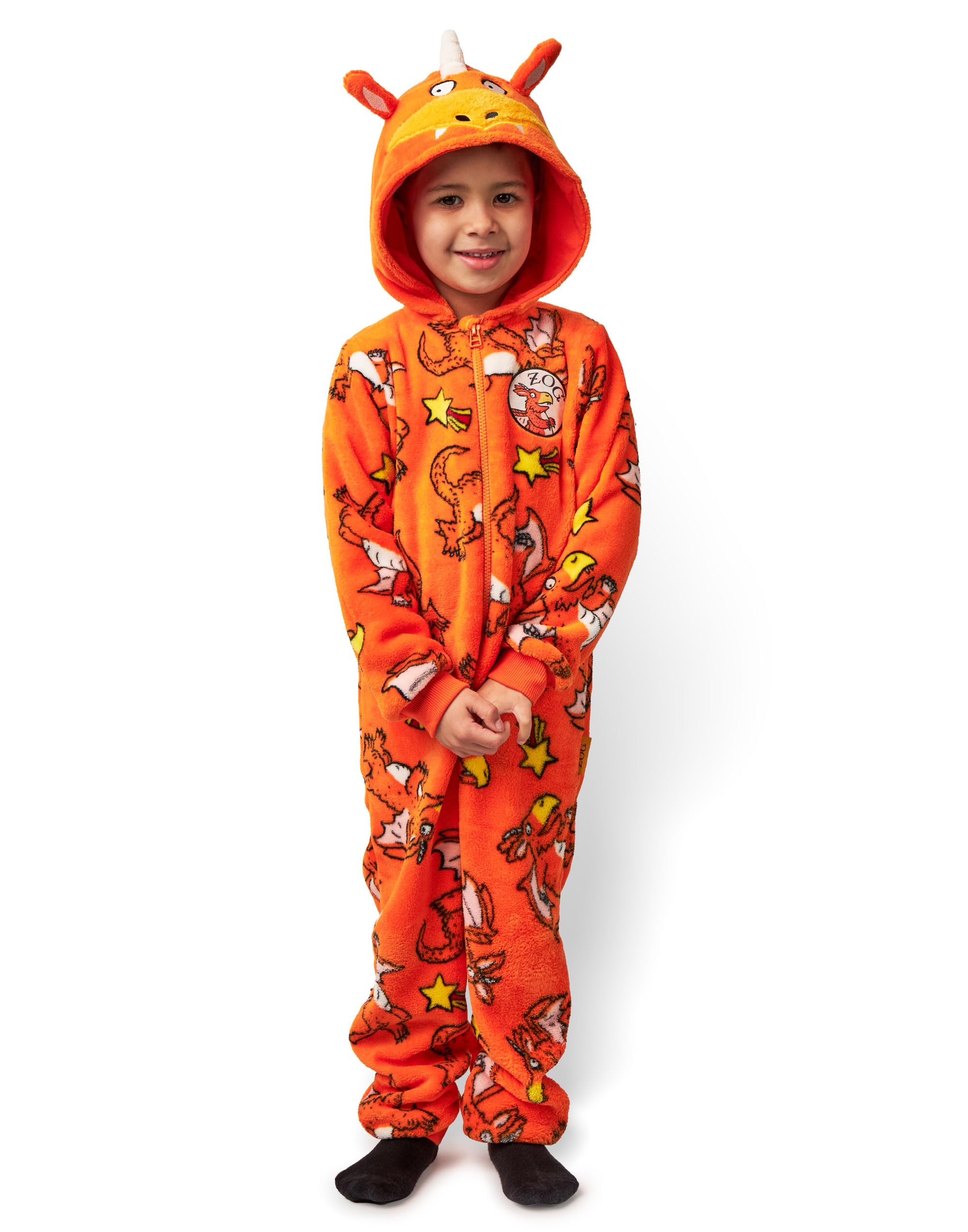 Gruffalo Zog All-in-One Hooded Nightwear - Orange - Kids 4-5 Years