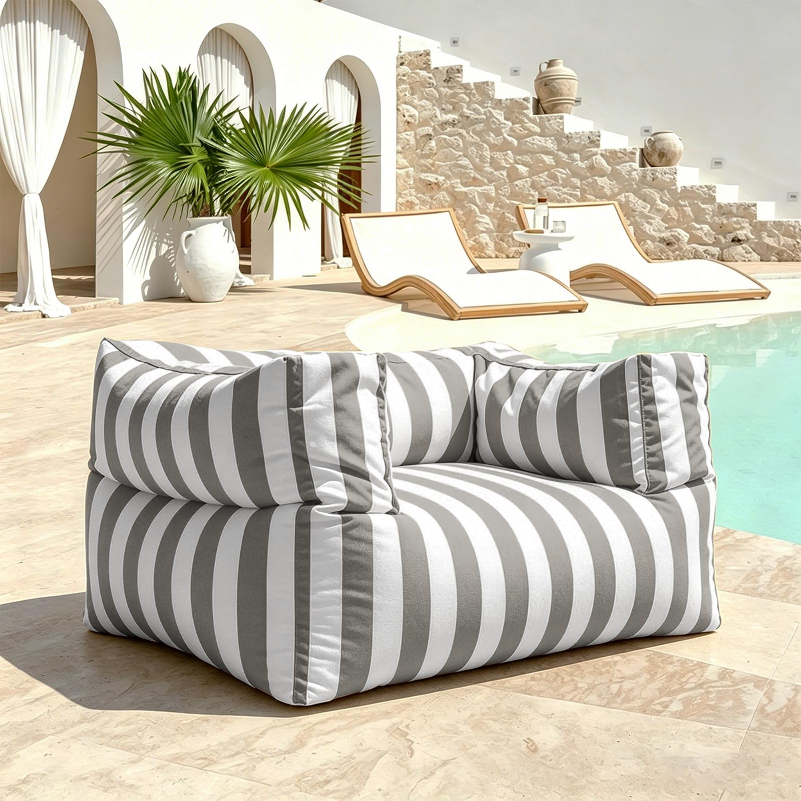 Funda para sillón de un solo asiento (sin relleno), funda ergonómica para tumbona con reposabrazos, tela Oxford a prueba de salpicaduras, para interiores, patio, reclinable, juego (1 asiento