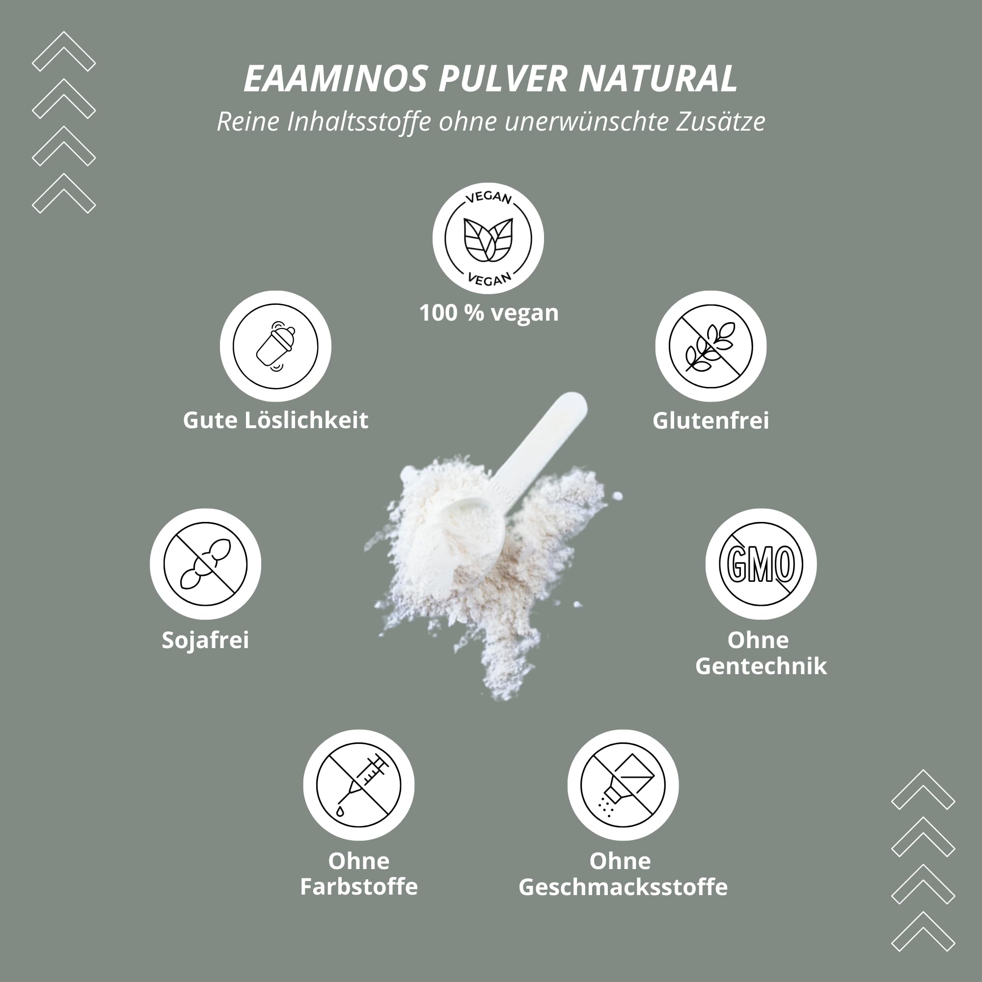 Nutri + EAA Pulver Neutral 500 g hochdosiert + vegan - 9 essentielle Aminosäuren - Instant Natural ohne Süßstoff, Zusatzstoff & künstlichen Geschmack