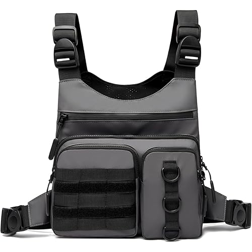 Outdoor Chest Bag for Men, Lightweight Running Vest with Water Bottle Pocket, EDC Chest Pack for Hiking, Cycling