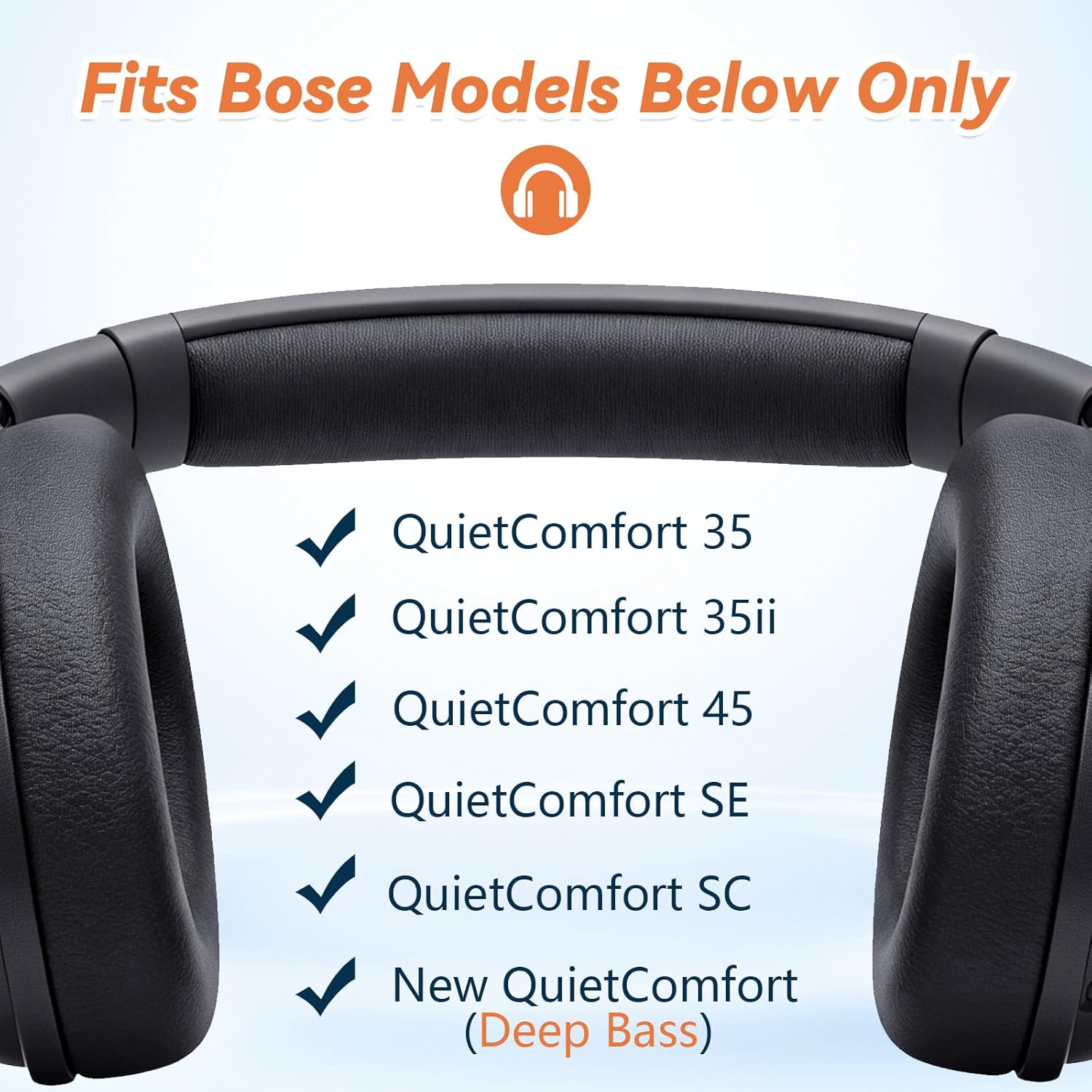 Aurivor Replacement Ear Pads for Bose QuietComfort 45 35 ii (QC45 QC35) Headphones, Anti-Tear Earpads Cushions for QC SE SC & New Quiet Comfort (Deep Bass), Softer Foam & Leather (Black) - Image 6