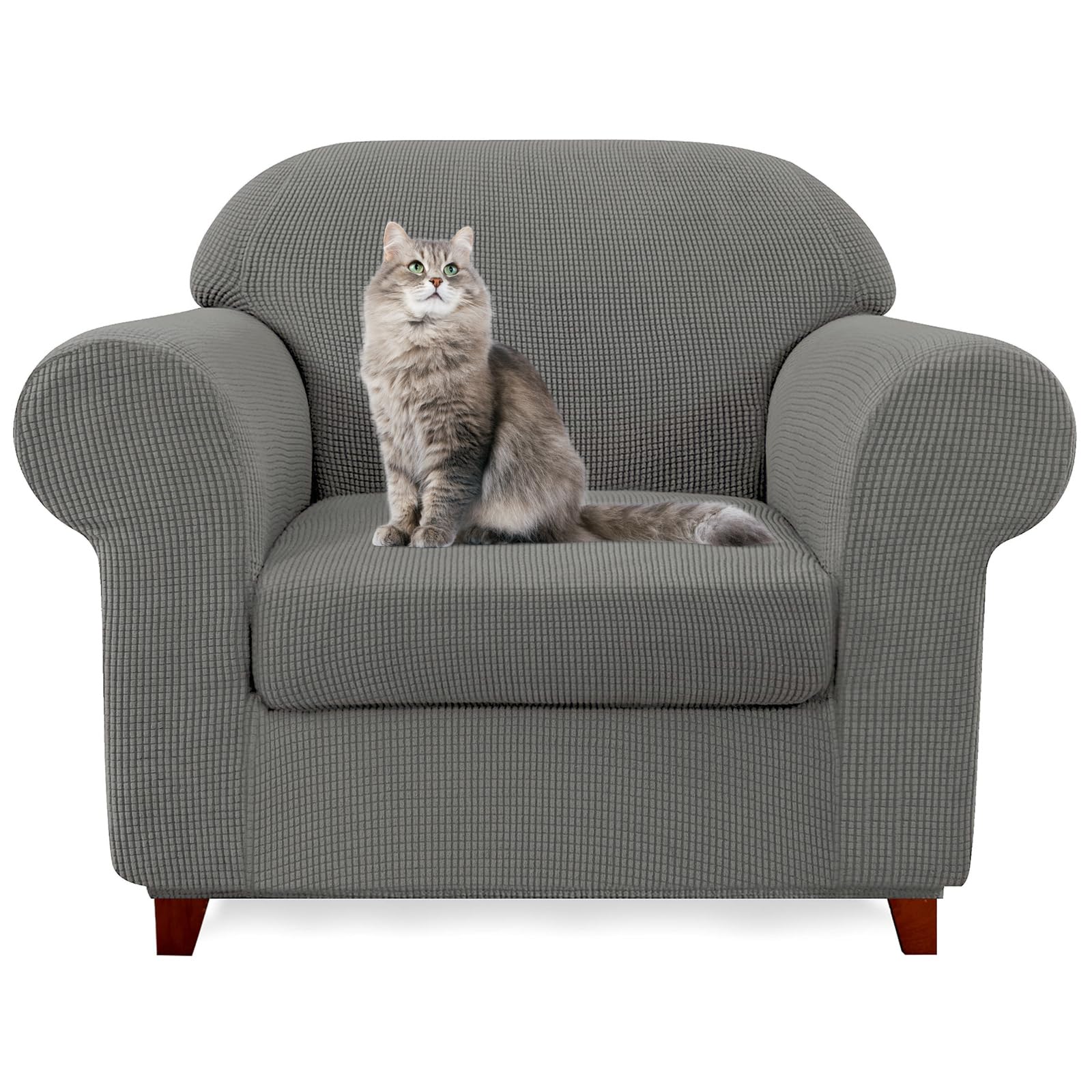 SYLC Ektorp Sofa Cover with Seat Cushions Covers and Backrests Covers Sofa Covers Stylish Stretch Jacquard Couch Slipcover Protector (Mid-grey,Chair+1 Seat) — image 1