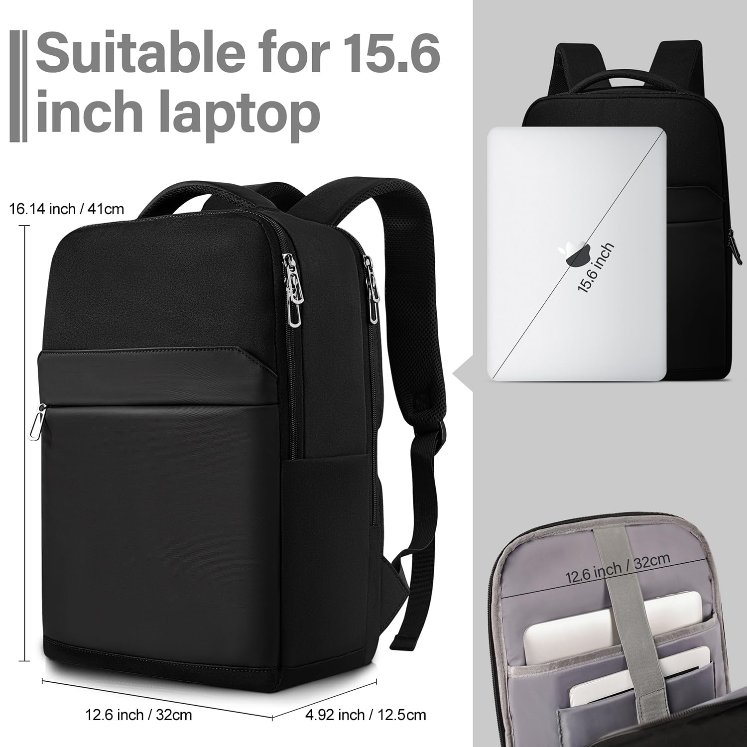 SONAMBULO Zaino Porta PC,Zaino Uomo Zaino per PC Portatile con Caricatore USB,Zaino per Laptop da 15.6 Pollici Notebook,Zaino per Computer,Zaino Impermeable da Lavoro Uomo per Scuola,Lavoro o Viaggio