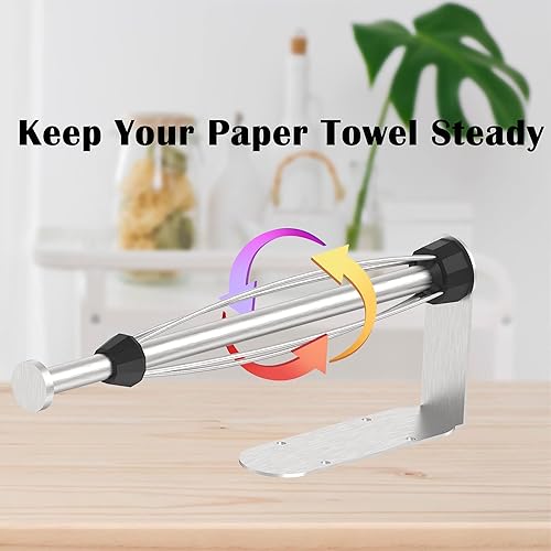 Miniatura 2 de Toallero de papel para debajo del gabinete, soporte de pared de níquel cepillado para toallas de papel con amortiguación operable con una sola mano,