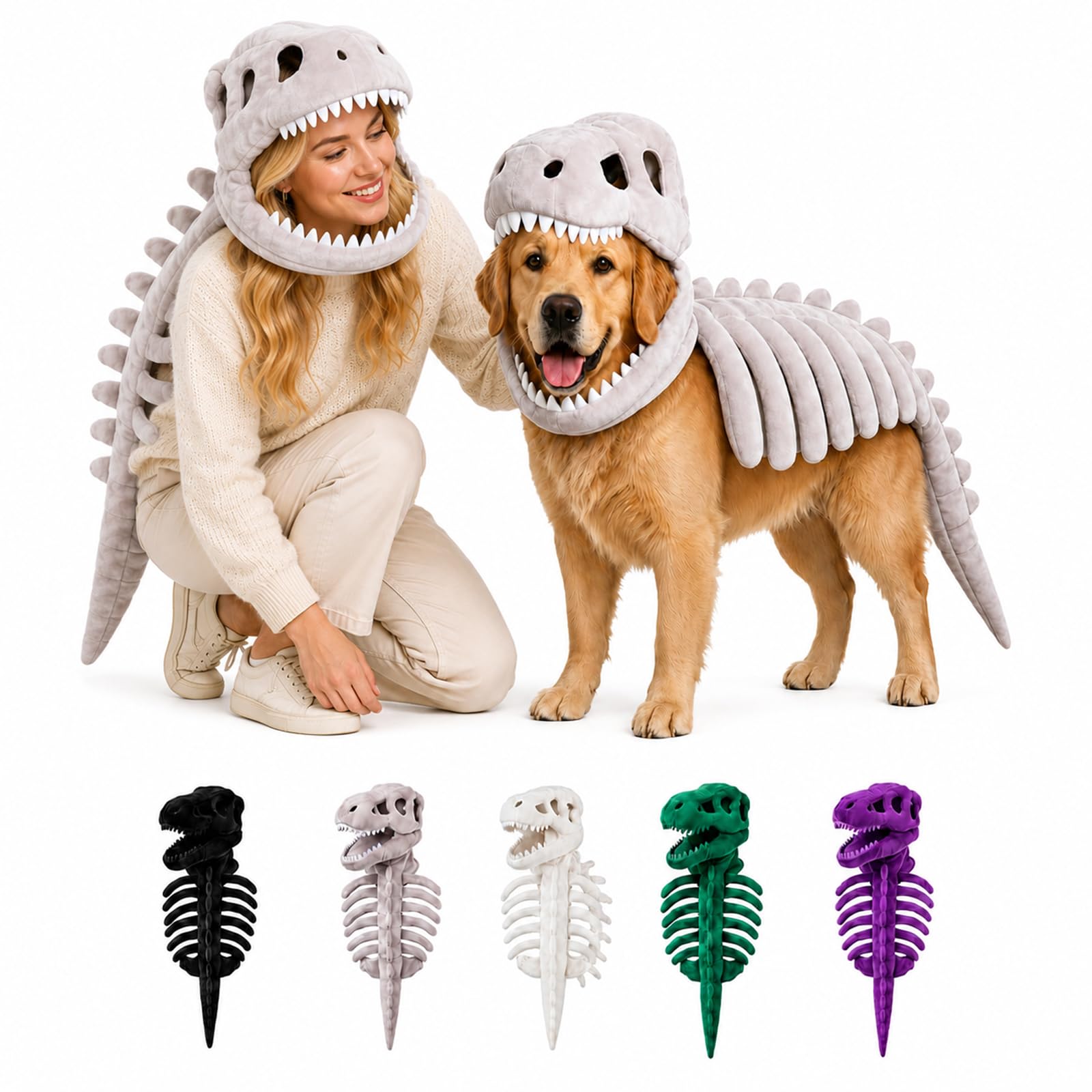 Dog Cat Pet Dinosaur Skeleton Costume, Dog Dinosaur Costume