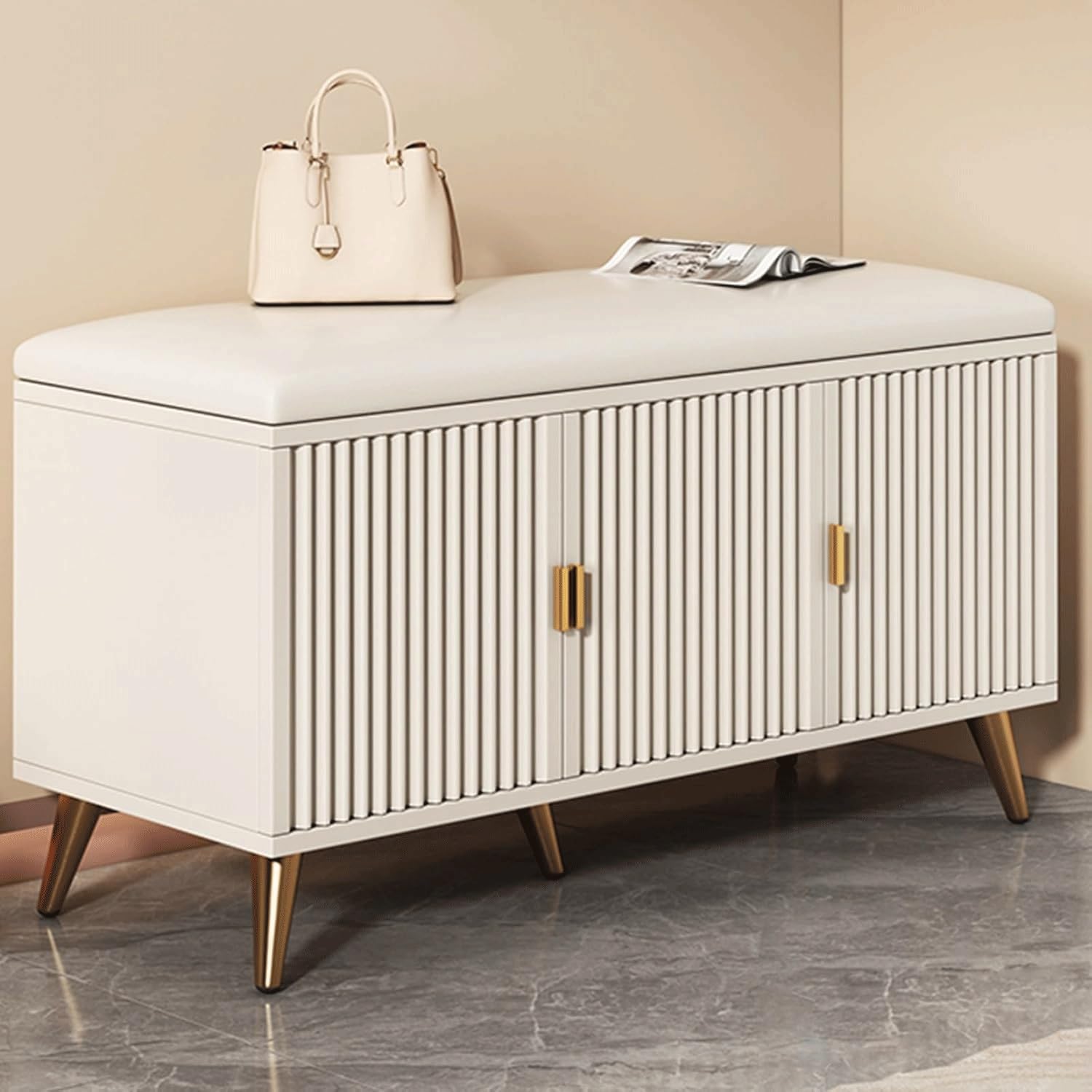 Banc-rangement à chaussures élégant pour organiser le couloir et la chambre avec confort
