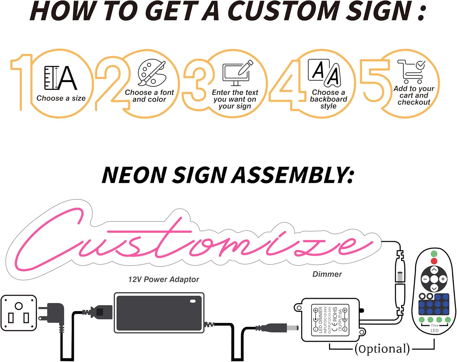 GYIODFU Custom Neon Signs for Business, Personalized LED Logo Neon Sign for Shop Bar Salon Decor, Customizable Neon Name Sign for Coffee House Bar Wall Decor - Image 5