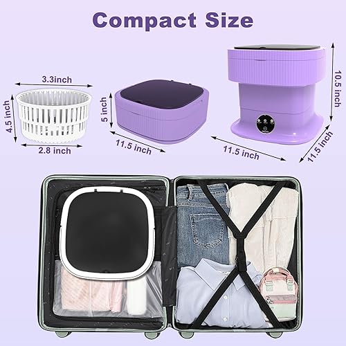 Miniatura 5 de Lavadora portátil, Mini lavadora plegable de 16 litros y secadora de centrifugado, Lavadora compacta plegable, Pequeña lavadora de lavandería