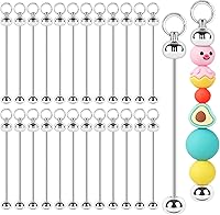 CXIIPOL 30 Pack Blank Beadable Keychain Bars - Durable Metal DIY Craft Kits for Custom Keychains & Charms