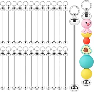 CXIIPOL 30 Pack Blank Beadable Keychain Bars - Durable Metal DIY Craft Kits for Custom Keychains & Charms