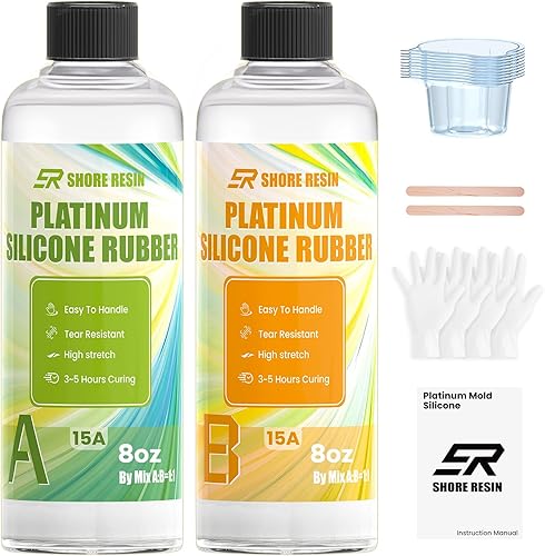 Kit de moldes de silicona de platino de 16 onzas, goma de silicona translúcida 11 15A para fundición de resina de bricolaje, moldes de joyería,