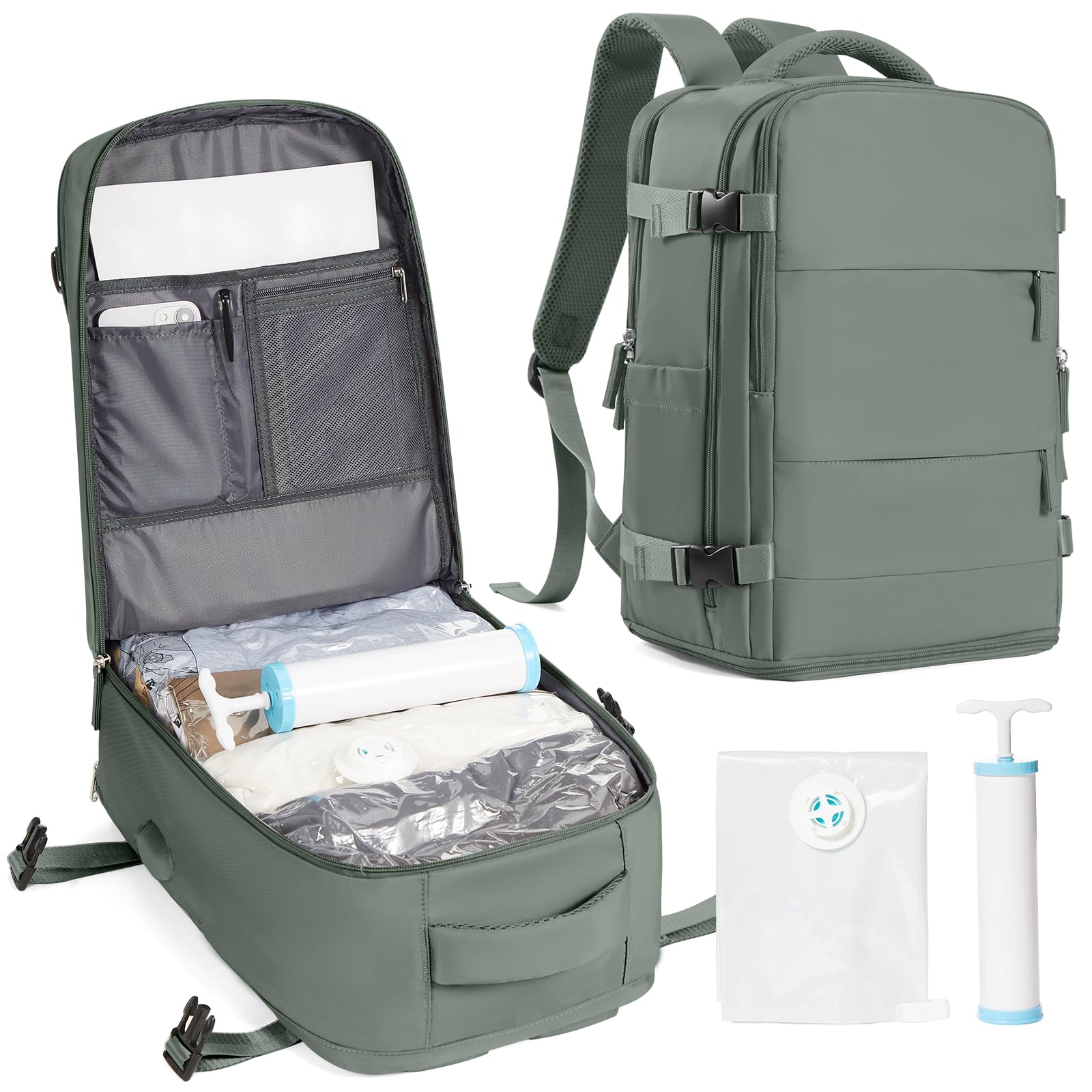 SZLX Zaino Ryanair 40x30x20 Sottovuoto Zaino da Viaggio 40x30x20 Wizzair Donna da escursionismo sportivo impermeabile Zaino Casual Laptop da 14 Pollici con porta di ricarica USB Scomparto per Scarpe