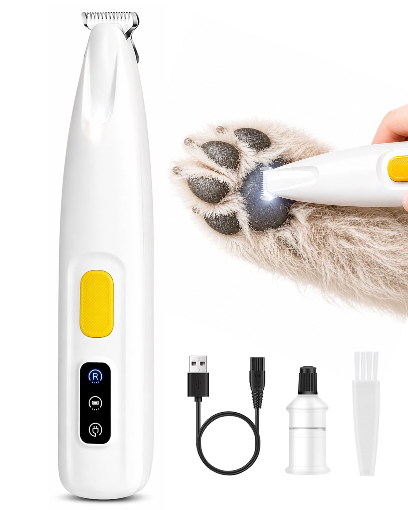 FURBONA Pfotentrimmer für Hunde & Katzen mit LED-Licht