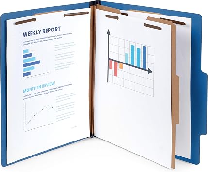 Blue Summit Supplies 10 Dark Blue Classification Folders, 1 Divider, Letter