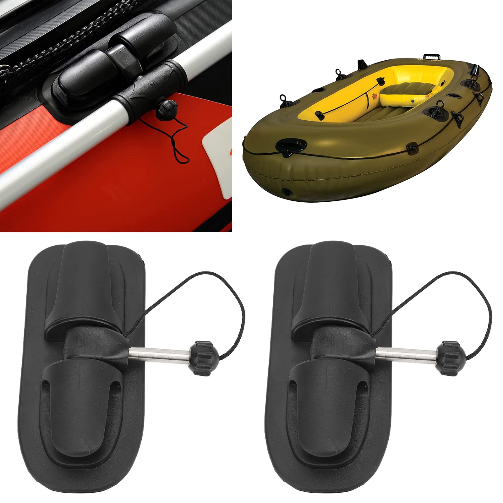 Universal-Paddelhalter für Ruderhalter, 2 Stück, PVC-Paddel-Clip für Schlauchboot, Kajak, Kanu, Beiboot, Eisenkern 0,4 Zoll, Installation ohne Bohren mit starkem Kleber