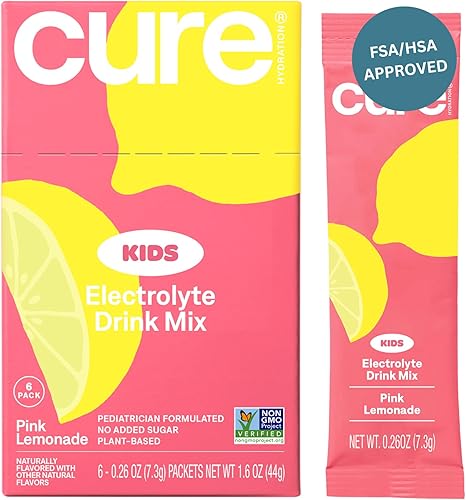 Miniatura 7 de Cure Hydration - Mezcla de bebida de electrolitos para niños | Fórmula de rehidratación pediátrica a base de plantas | Sin azúcar añadida, FSA-HSA,
