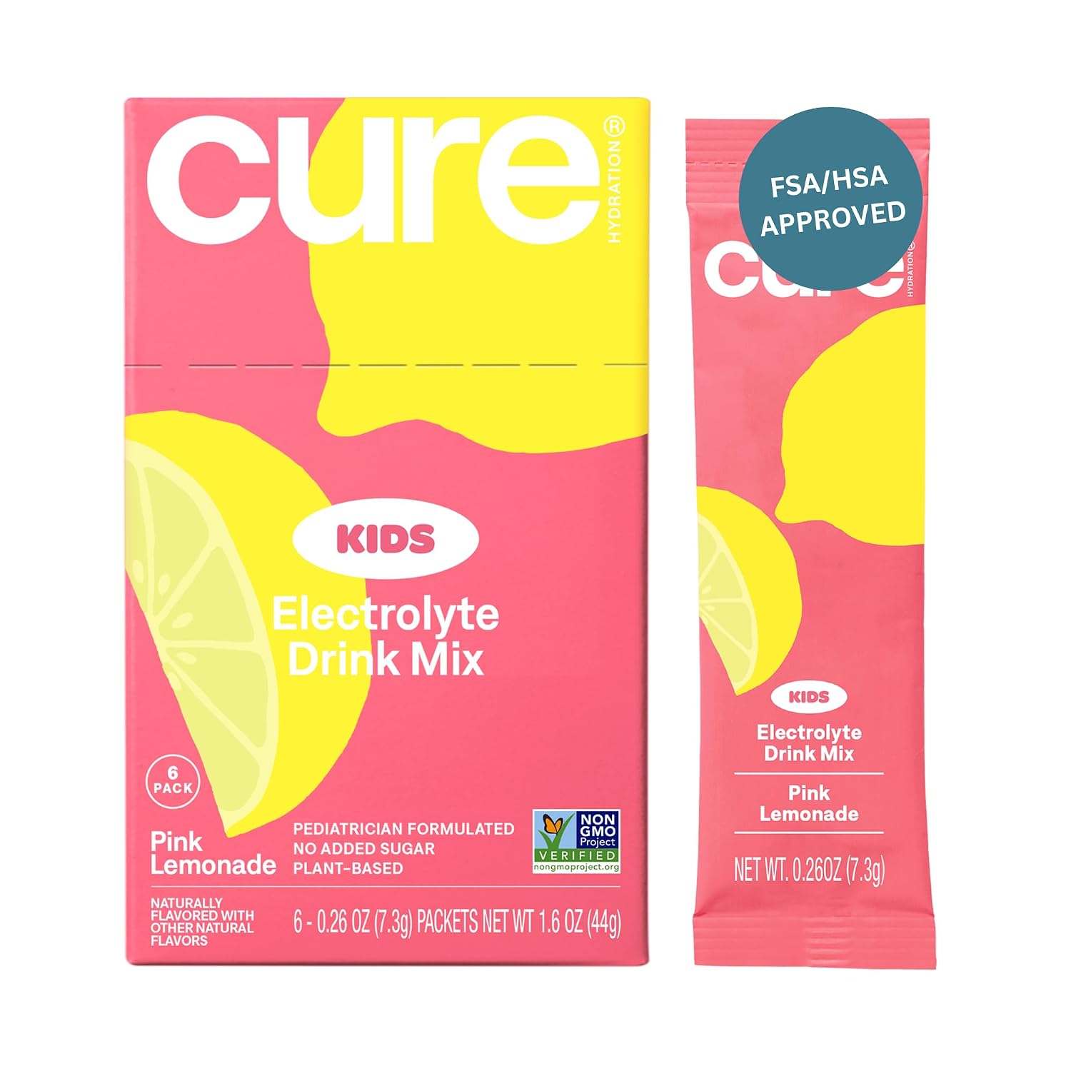 Cure Hydration - Kids Electrolyte Drink Powder Pink Lemonade 6 Packets