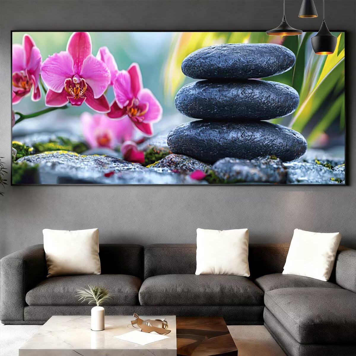 Obraz diamentowy duży rozmiar 180 x 70 cm, pełny zestaw do malowania diamentowego Zen, DIY dla dorosłych, diamentowe malowanie zestawy do dekoracji wnętrz (kwiaty) wzór S-83
