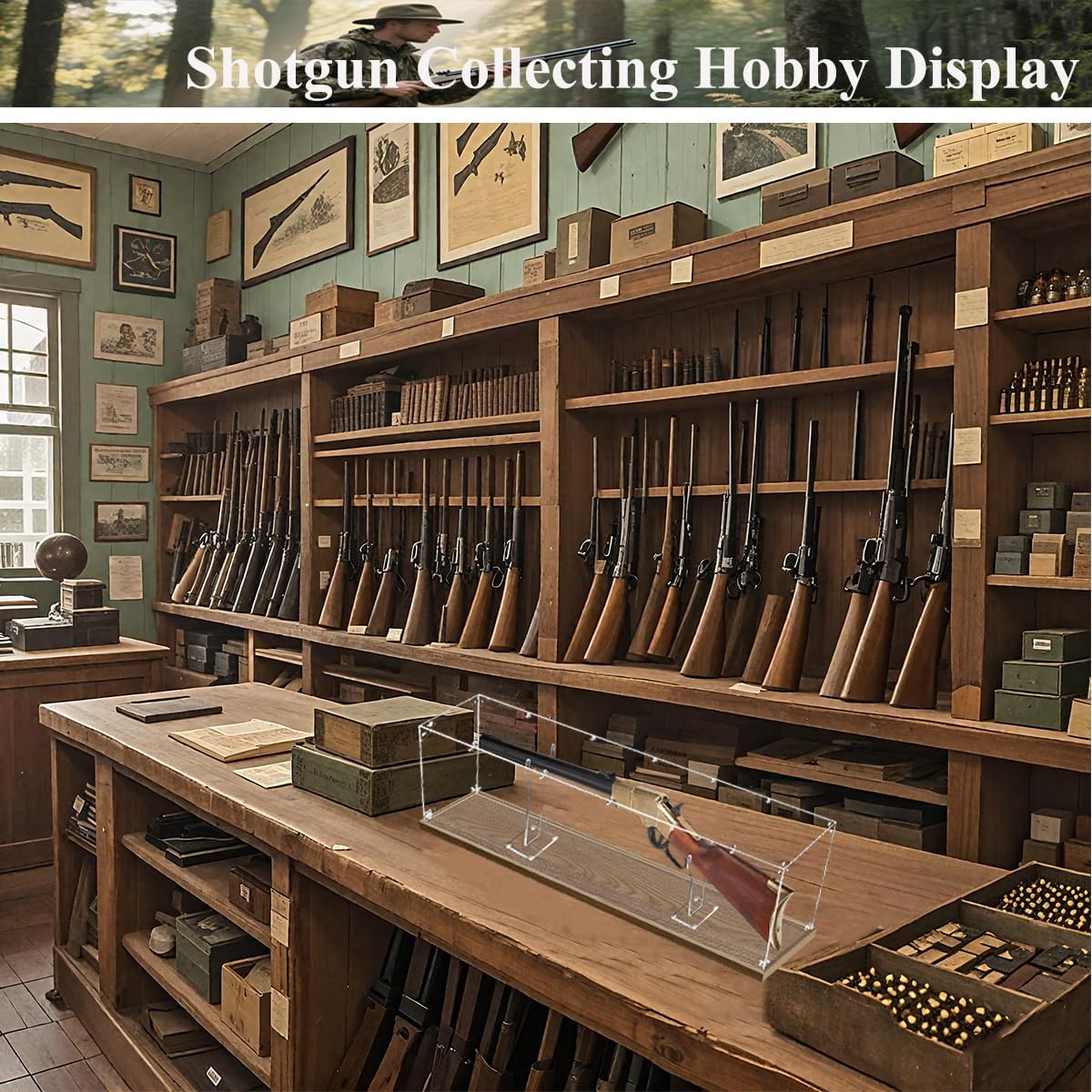 Acrylic Rifle Display Case - Tabletop Gun Cabinets for Rifles & Shotguns,49"x6"x12"