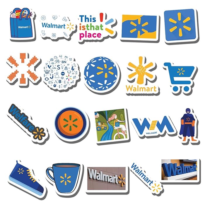 Buy 20 PCS Stickers Pack Walmart Aesthetic Logo Vinyl Colorful