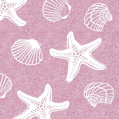 Delindo Lifestyle Strandtuch Miami, Seestern- und Muschelmuster, 100% Baumwolle, 100x180 cm groß, OEKOTEX-100, pink rosa