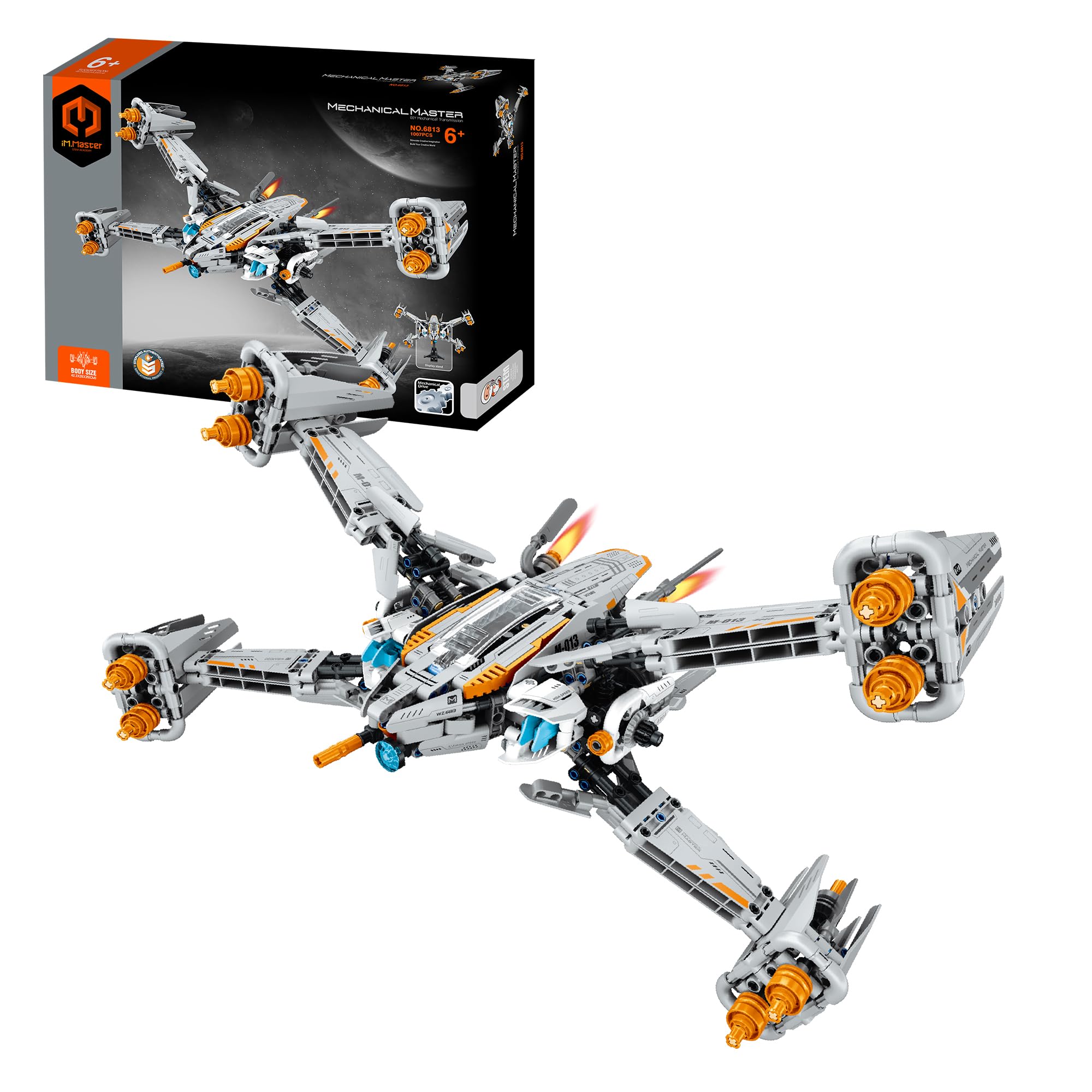iM.Master - Nave Espacial Juguete X Warship - Bloques de Construcción Adultos Niños - Plataforma Exhibición y Transmisión Mecánica - 1018 Piezas 1:35 - Juegos Educativos Stem - Maqueta para Construir