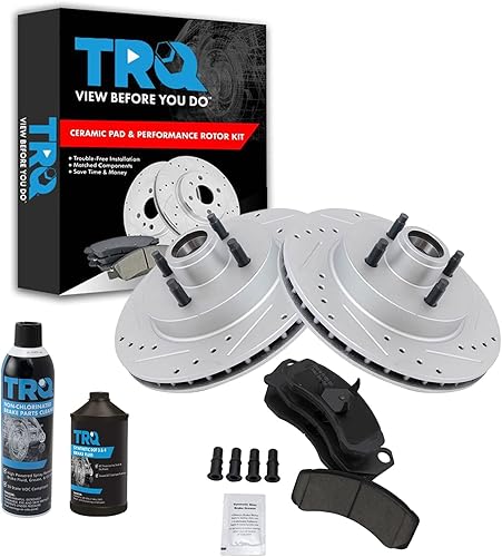 Miniatura 2 de TRQ Front Performance Brake Pad & Rotor Kit Brake Chemical Kit Brake Pads Brake Rotors Set Ceramic Premium G-Coated Compatible with 1987-1993 Ford