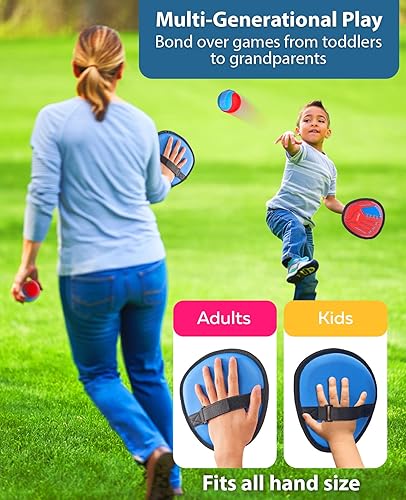 Miniatura 5 de Toss and Catch Ball Game Set,Toddler Baseball Glove Sticky MittYard Games Beach Toys,Paddle Ball Family Backyard Games,Outdoor Game for Kids 3 4 5 6