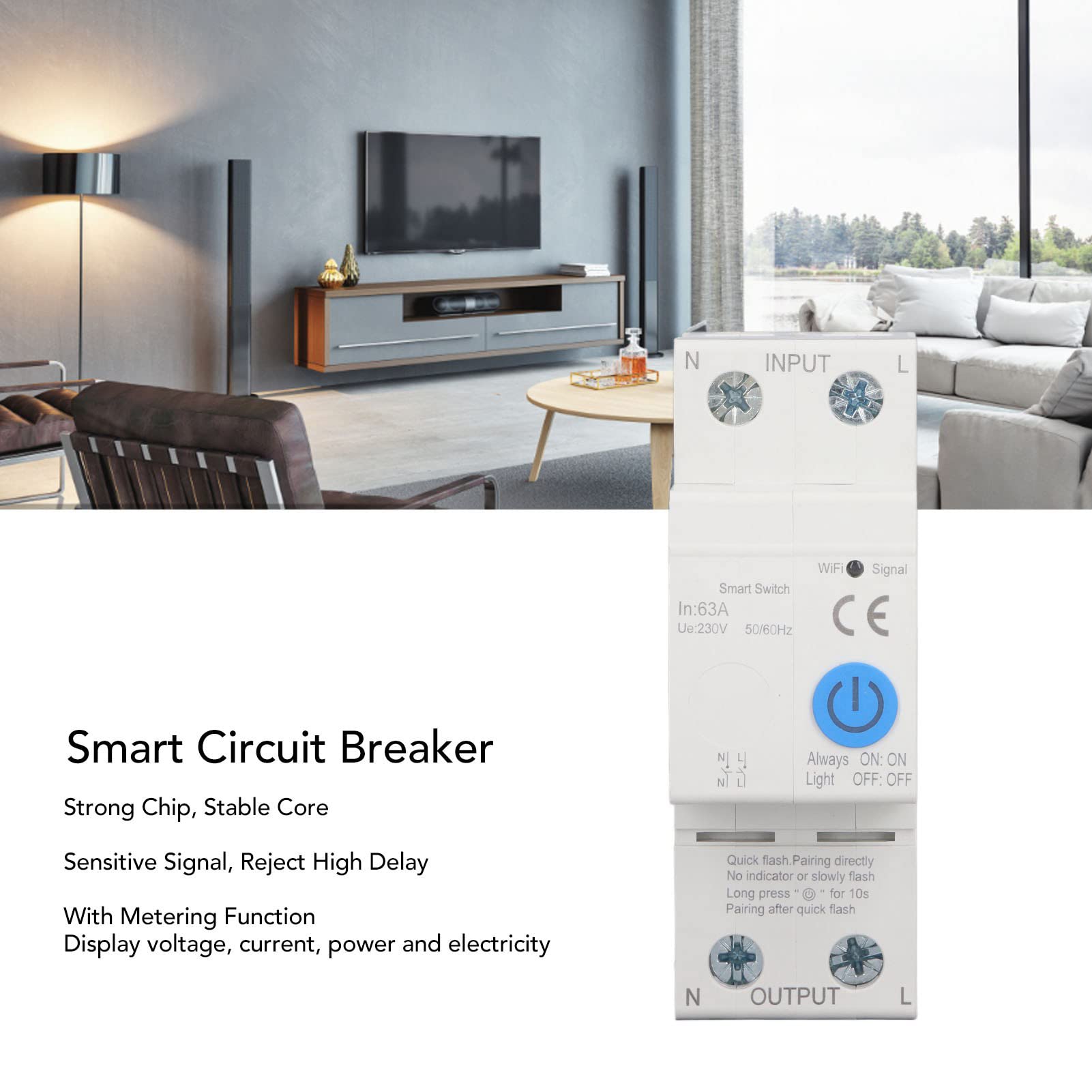 Para el interruptor de circuito inteligente Zigbee 2P 63A Control de voz de la aplicación Circuito de control remoto Interruptor con AC230V de medición