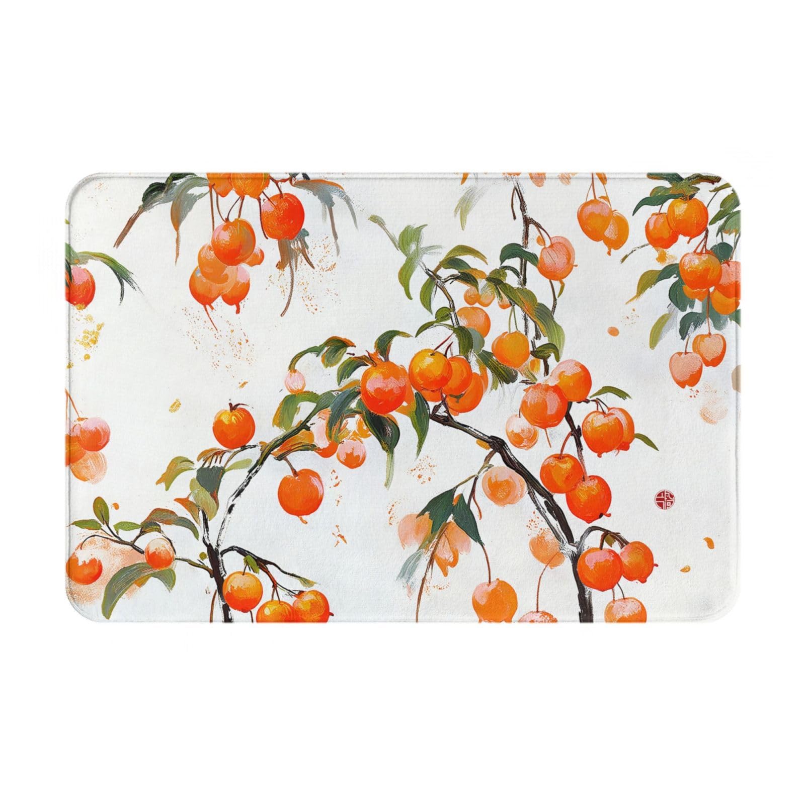 Retro Flowers Flannel Doormat Floral Printed Indoor Doormat Outdoor Doormats Front desk carpet and kitchen carpet Floor mat rug (Orange Begonia, 16" x 24")