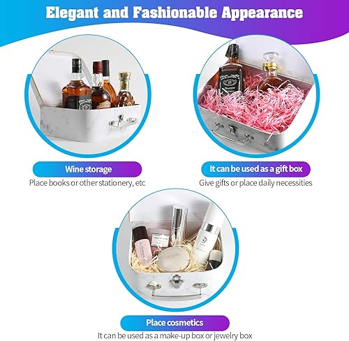 Miniatura 6 de Anndason Juego de 3 cajas de almacenamiento decorativas para maletas de cartón cajas de regalo con tapas para almacenamiento de fotos decoración del