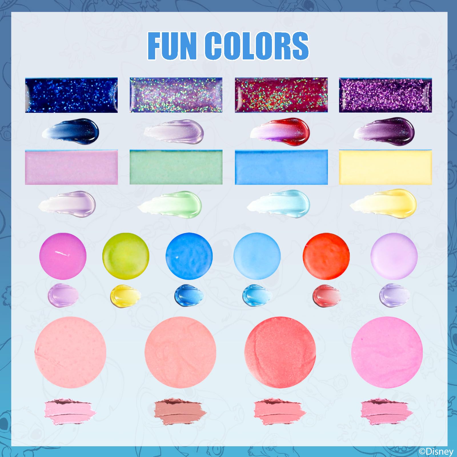 Stitch Coffret Maquillage Gloss, Ombres, Blush & Pinceaux Portable