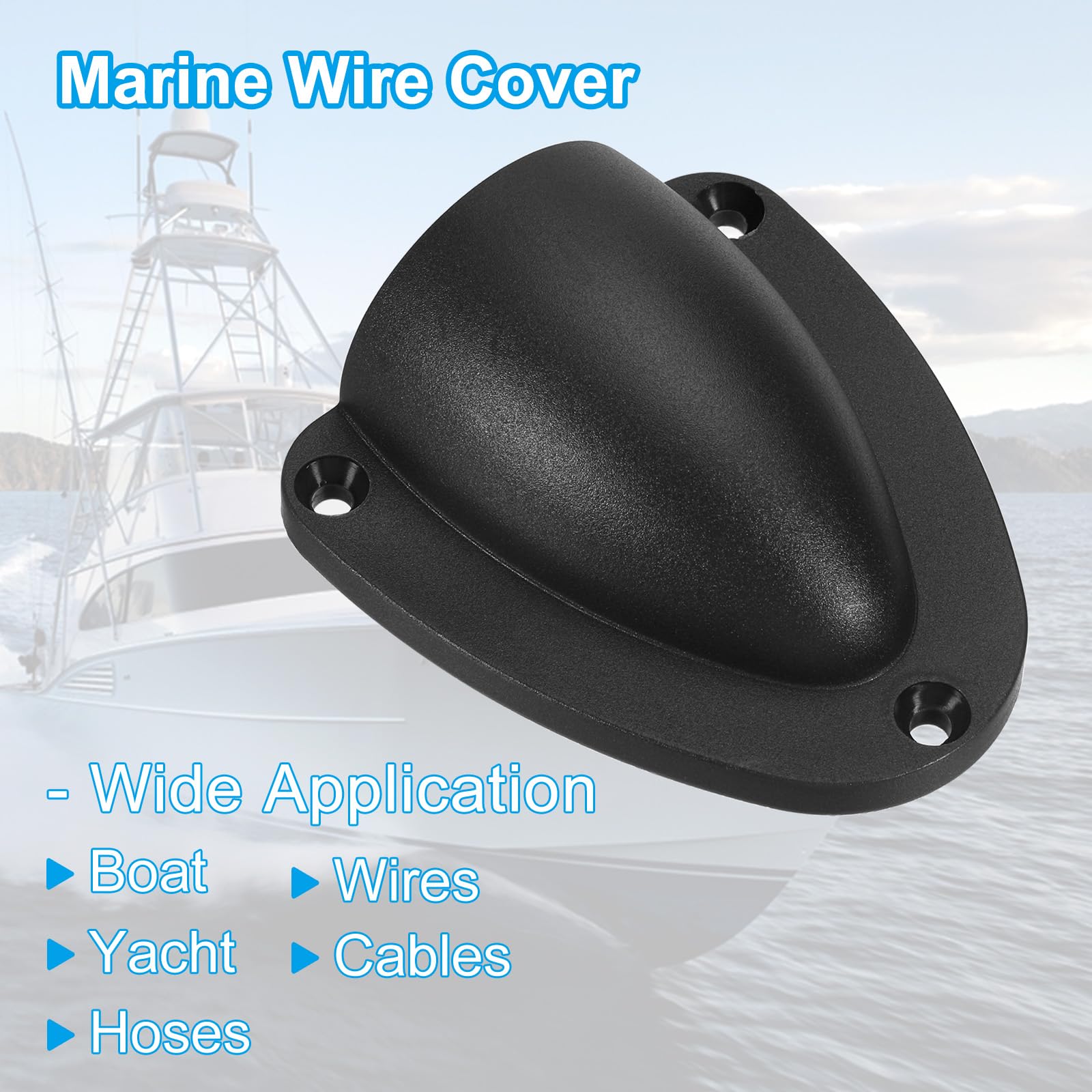 PATIKIL 2-29/32" Coperchio di Sfiato per Cavo in Nylon Marino, 2pz Tappo di Sfiato in Plastica a Conchiglia con Viti di Installazione per Yacht, Nero