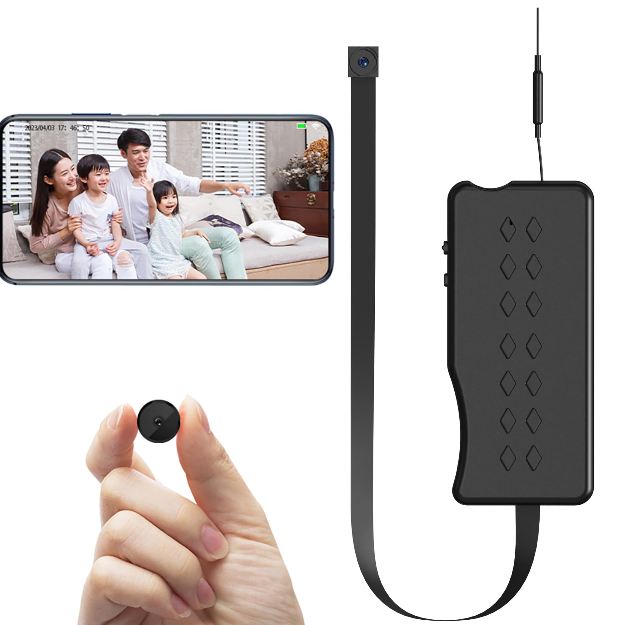 Photo 1 of Mini Spy Camera Wireless Hidden WiFi, DIY Small Camera 1080P Nanny Cam for Home Security, Tiny Surveillance Camera with Flexible Cable, Cell Phone App View, Battery Powered (No Night Vision)