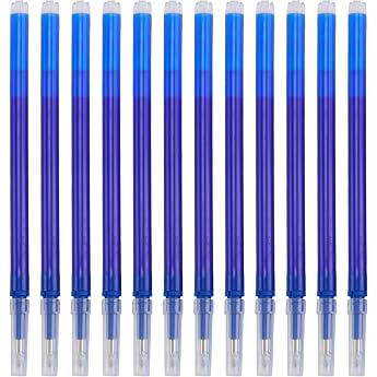 Pack of 12 Erasable Refills 0.5 mm for Pilot Fixion Pens Heat Sensitive Ink Smooth Writing of 400 m for Daily and Professional Writing Blue 0.5 mm