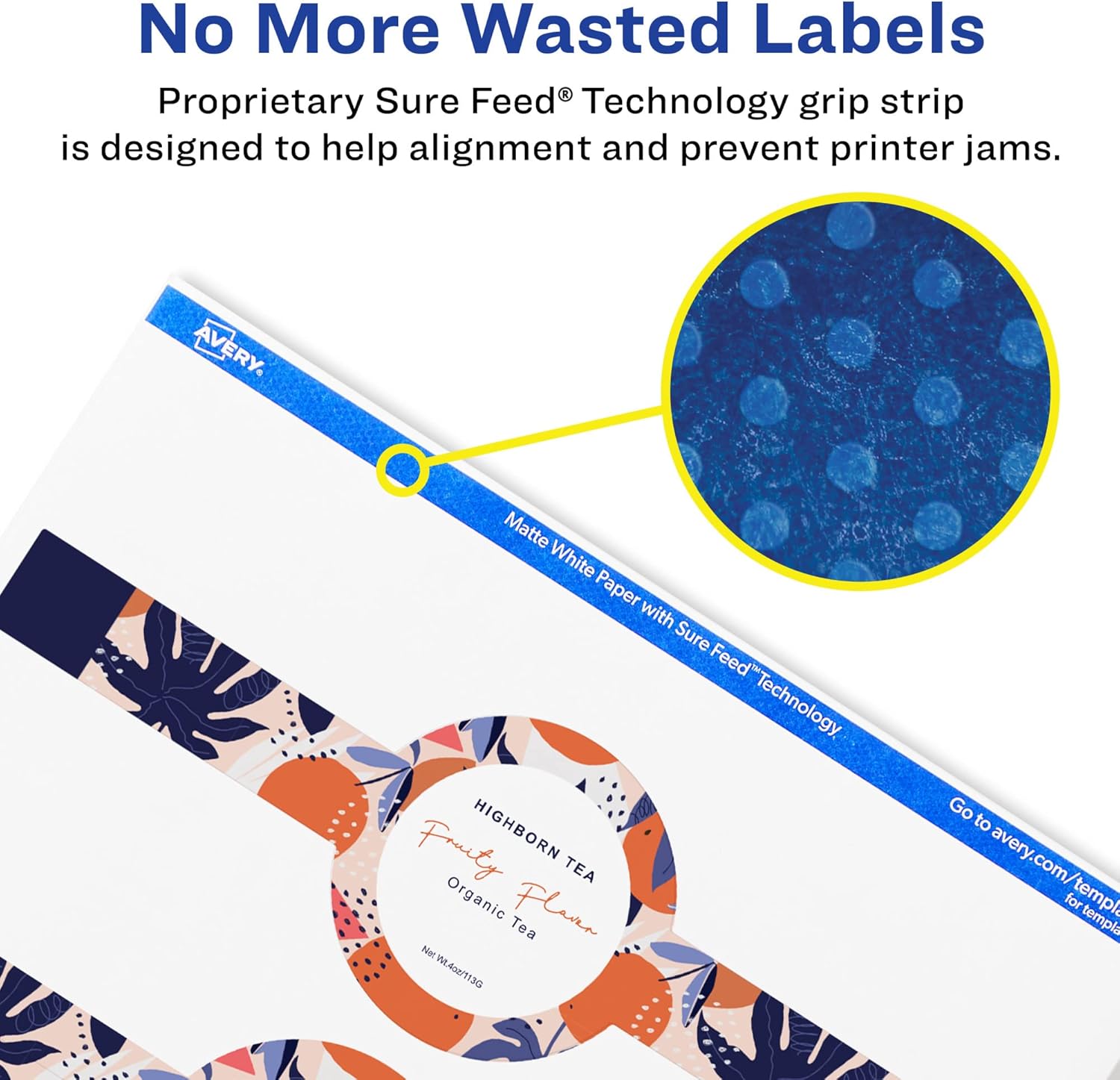 Avery Matte White Wraparound Band Labels, Sure Feed Technology, 2-3/8" x 8", Cigar Band Labels, Permanent Adhesive, Laser/Inkjet Printable, 150 Total