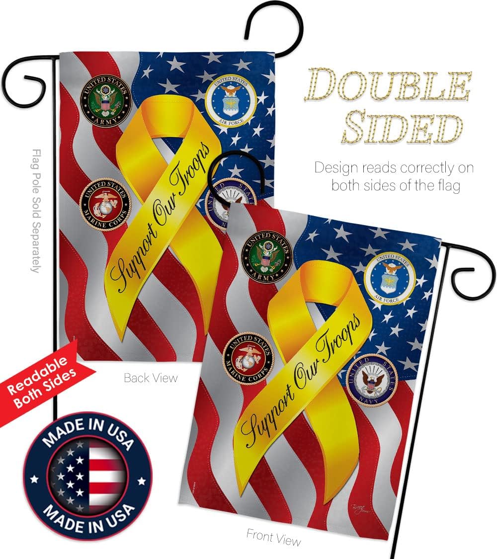 Breeze Decor G158060 Support Our Troops Freedom Americana Military Impressions Decorative Vertical Garden Flag 13" x 18.5" Printed in USA Multi-Color