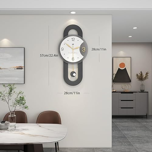 Miniatura 4 de Reloj de pared grande para decoración de sala de estar, moderno reloj de pared de péndulo, funciona con pilas, para dormitorio, cocina, oficina,