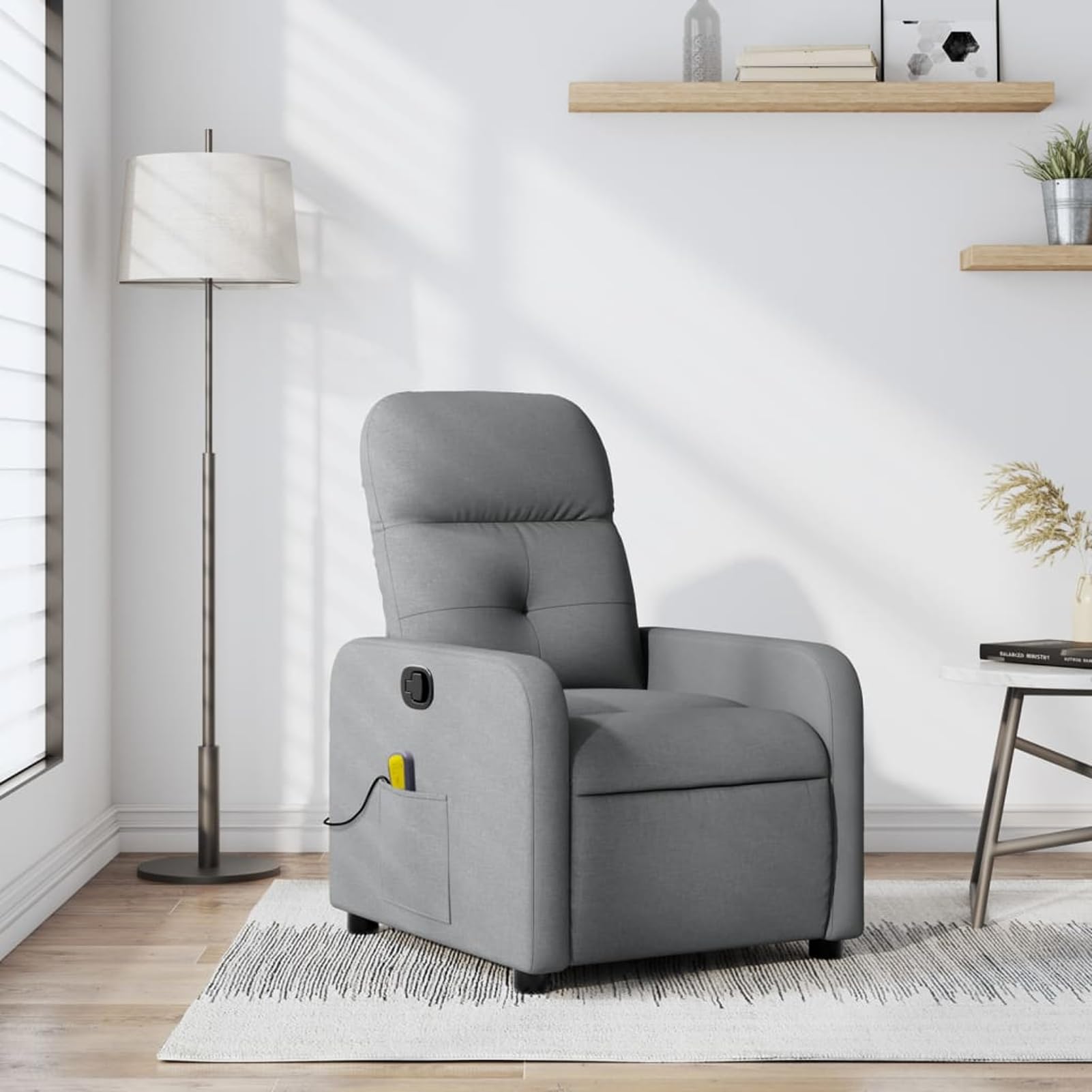 Tidyard Massage-Relaxsessel, hellgrauer Stoff, Armlehnensessel Relaxsessel TV-Sessel Fernsehsessel für Wohnzimmer Schlafzimmer3206935