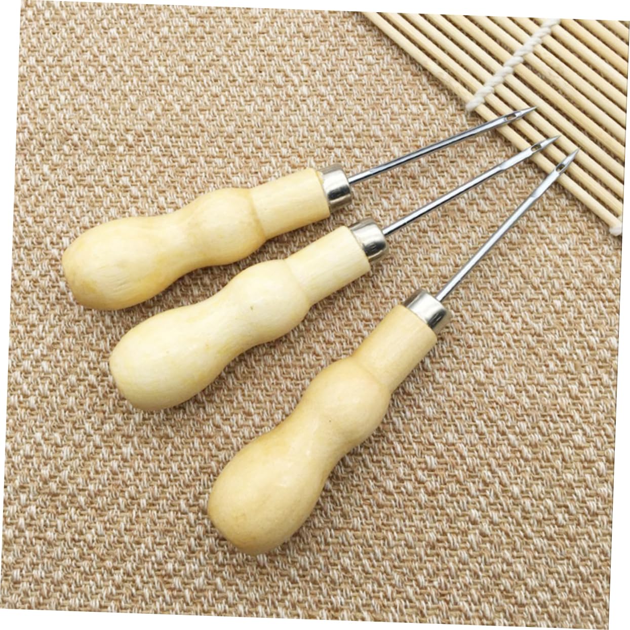 ARTIBETTER 10pcs Sewing Accessories Kit Craft Tool Kits Sewing Awl Wooden Handle for Repair DIY Projects