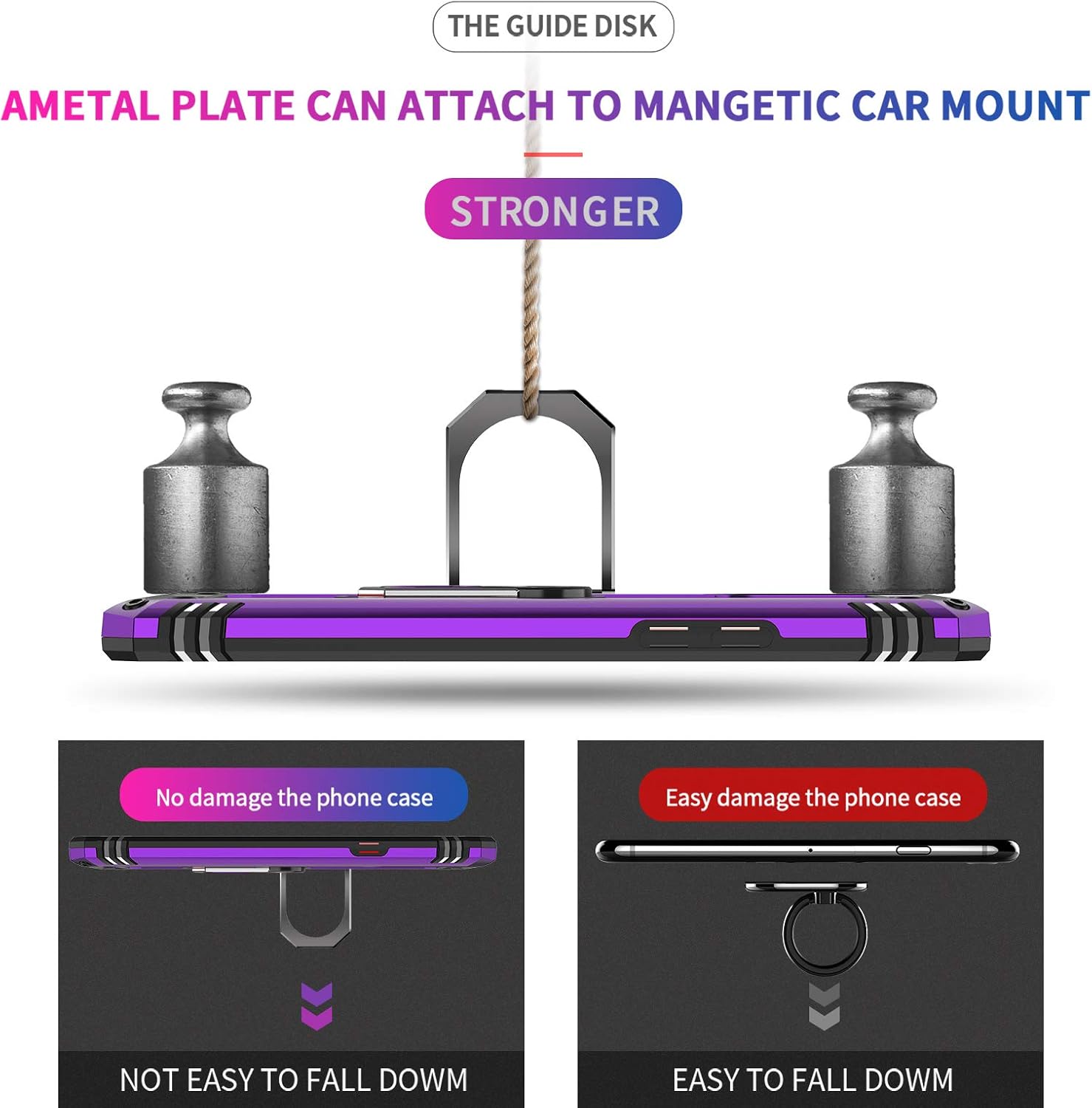 LeYi Compatible for Samsung Galaxy A20S Case (Not Fit A20) with [2 Pack] Tempered Glass Screen Protector, [Military-Grade] Defender Phone Case with Car Ring Holder Kickstand for Samsung A20S, Purple