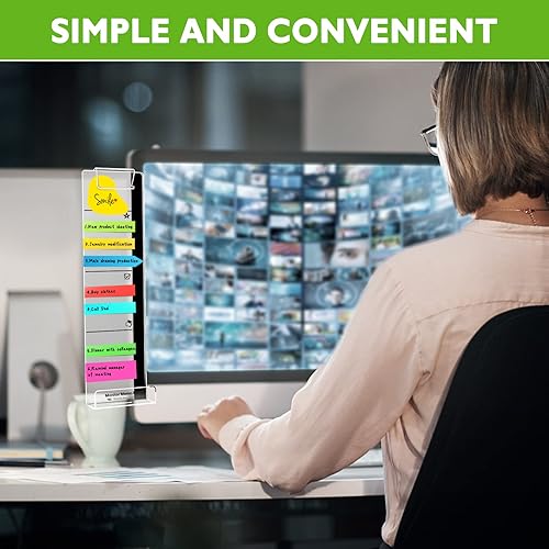 Miniatura 4 de Tablero de notas para monitor de computadora, monitor multifuncional, panel lateral, estante de almacenamiento de notas adhesivas, con soporte para