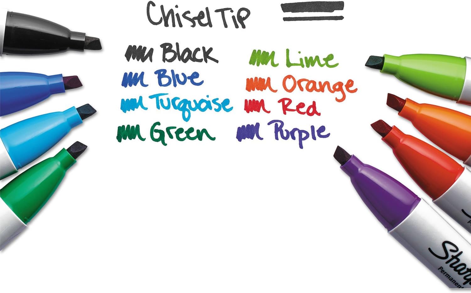 SHARPIE 38250Pp Permanent Marker 5.3Mm Chisel Tip Assorted 8/Set (San38250pp)