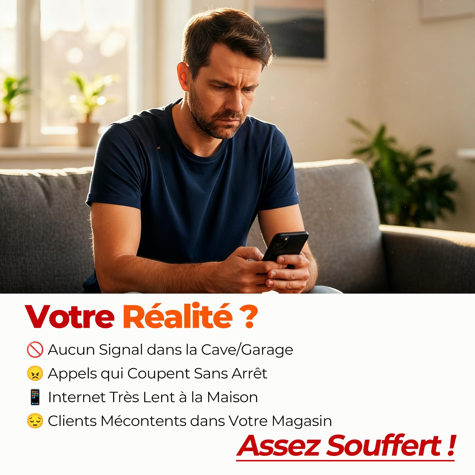 Amplificateur de Couverture 4G LTE pour Maison et Bureau, Amplificateur Signal Mobile Bandes 20/8/3/1/7 - Compatible avec Tous Les Opérateurs (Orange,SFR,Bouygues,Free)