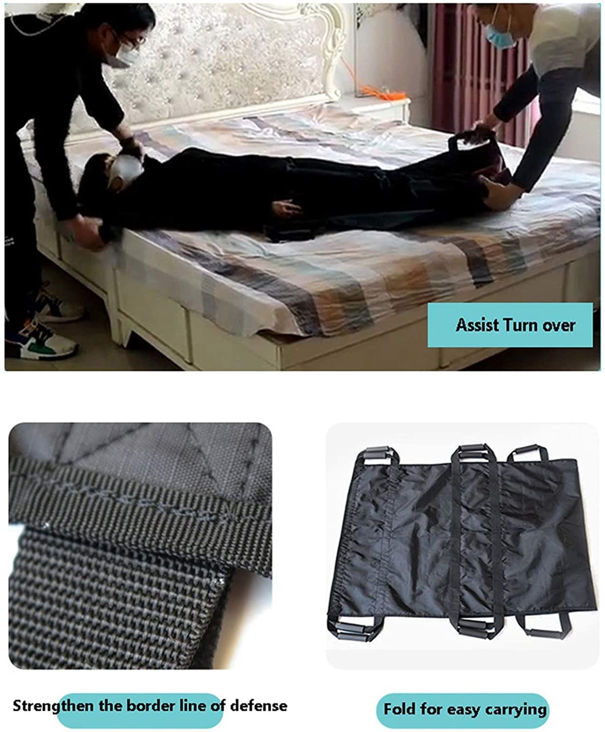VVEROGJS Almohadilla de posicionamiento de Cama Camilla Suave, sábana de elevación de Transferencia de Pacientes Impermeable Alfombrilla de Cama de Hospital con Asas para Ancianos, bariátrica
