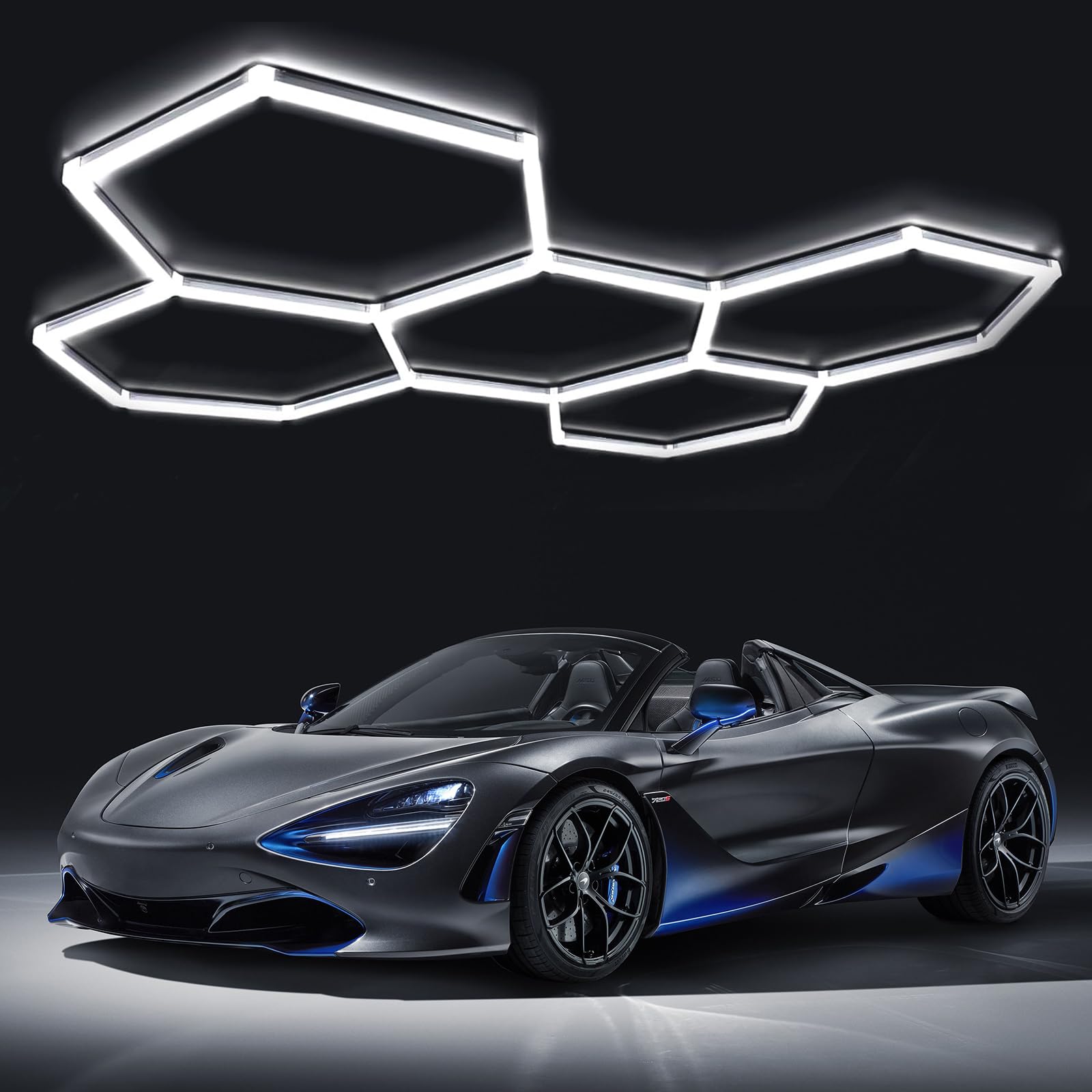LIROPAU 5 Trous Plafonnier LED Hexagonal Garage 192W | Lumière LED Atelier Ultra-Lumineuse 20160LM, 6500K Lumière du Jour, Éclairage Déformable
