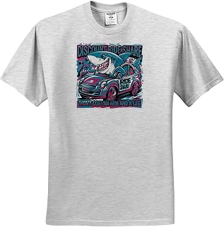 3dRose, Funny Cool Shark Driving Discount Ride Share Graffiti Arm and a Leg, T-Shirt